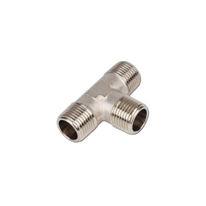 Brass nickel-plated T type fittings triple male thread